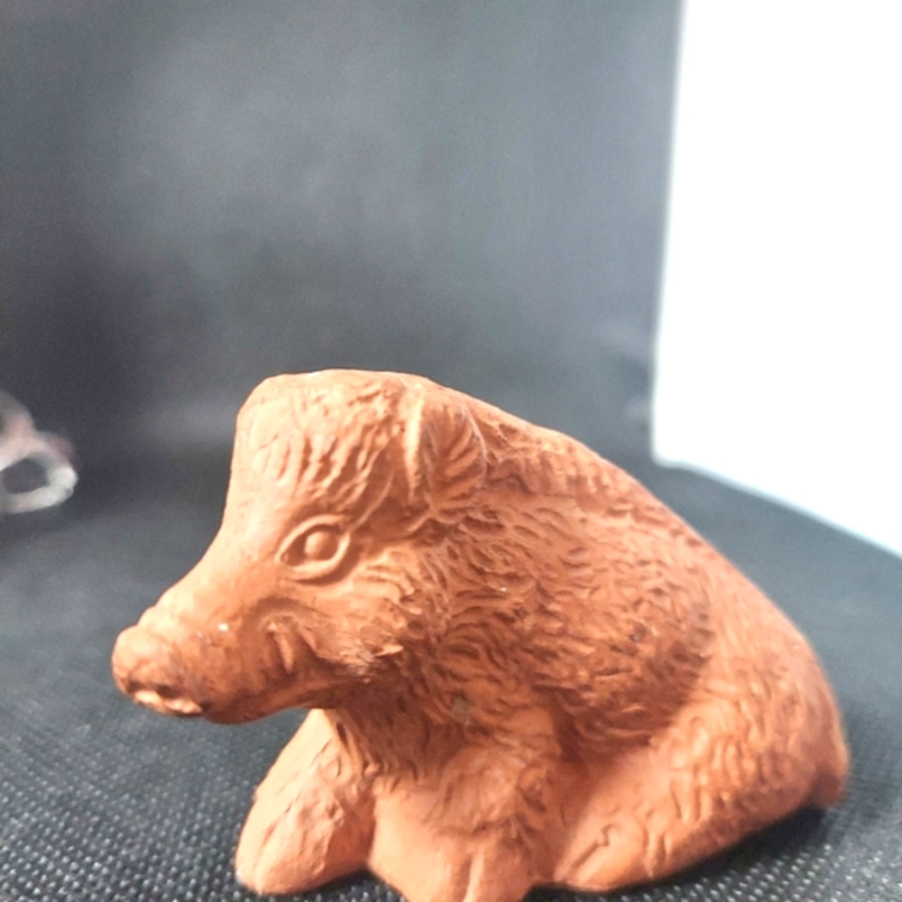 Handcrafted Vintage Ceramic Clay Wild Boar Pig Tuscany Italy